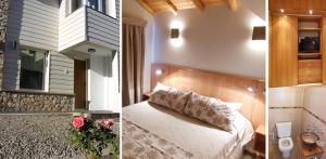 two pictures of a hotel room with a bed at Laderas Verdes in Esquel