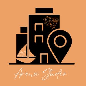 a logo for an aramaic shop with a ship at Arena Studio Mar de Ajó in Mar de Ajó