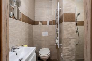 a small bathroom with a toilet and a sink at Verőce-Szalamandra vendégház Hrsz 6905 in Kismaros