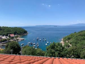 a view of a harbor with boats in the water at Beach apartment Kostrena 2 in Kostrena