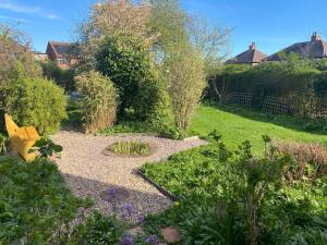 a garden with a gravel path and plants at Tiny home OR Chalet - with toilet & shower room in separate outbuilding in Nottingham