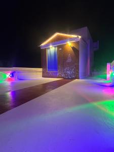 a house with lights on it at night at DSS HOME STAY Just 500 Meter Girivalam Road in Tiruvannāmalai