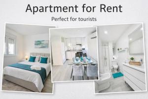 a bedroom with a bed and a bathroom at BLUE PLATAN Apartment in Salou +28 photos