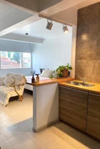 a kitchen with a sink and a counter top at NuMa MAR in Puerto Madryn +2 photos