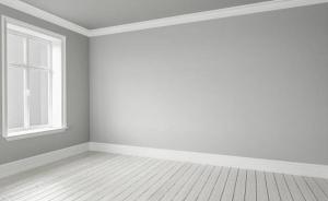 an empty room with a window and a wooden floor at Pokój dla dwóch osób in Bilten
