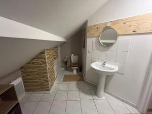 a bathroom with a sink and a toilet at Studio Chalet des Pistes in Gérardmer