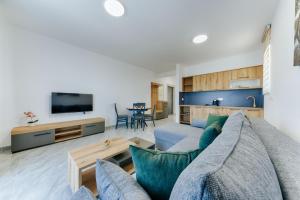 a living room with a couch and a tv at ARA Lux Apartments in Utjeha