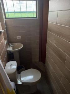 a small bathroom with a toilet and a sink at La morada in Guayabal +5 photos