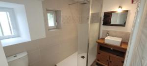 a bathroom with a toilet and a sink and a mirror at rêve d'escapade in Mouilleron-en-Pareds +15 photos