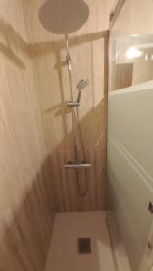 a shower with a shower head in a bathroom at Gavor 68 in A Pobra do Caramiñal