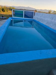 a swimming pool with blue paint on top at Olive Grove Retreat Podgorica in Vranj +18 photos
