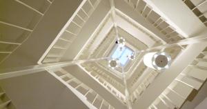 a view from the top of a ceiling with a window at Alma Boutique-Hotel in Vienna +11 photos