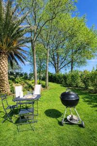 a bbq and a grill and a table with two laptops at Palmito in Bidart +10 photos