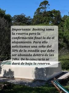 a sign in a park with words on it at Las Chircas Chapadmalal in Chapadmalal