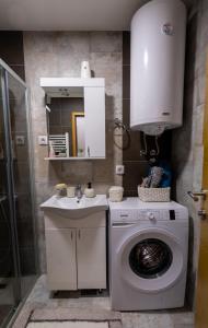a bathroom with a washing machine and a sink at Mali Raj in Zlatibor