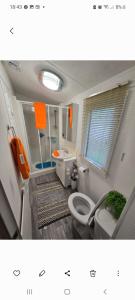 a bathroom with a toilet and a sink at 68 Lochview in Stranraer