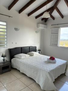 a bedroom with a large bed in a white room at Villa Dulce Caliente au Vauclin in Le Vauclin