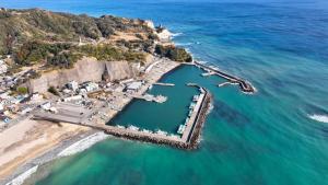 an aerial view of a marina on the beach at Onjuku in Iwada