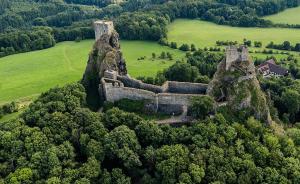 an old castle on a hill in a field at New apartment Eva in Jicin, 2 bedrooms and balcony, Czech Paradise in Jičín