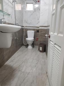 a bathroom with a toilet and a sink at Vũ Gia Hotel in Hanoi