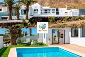 a collage of photos of a villa and a swimming pool at Villa Darío en Nazaret in Nazaret