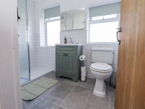a bathroom with a toilet and a sink and a shower at 10 South Street in Rossendale +19 photos