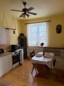 a living room with a table and a kitchen at Apartmány v centru in Havlíčkŭv Brod +12 photos