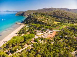 an aerial view of the shoreline of a beach at PuntAla Camp & Resort in Punta Ala