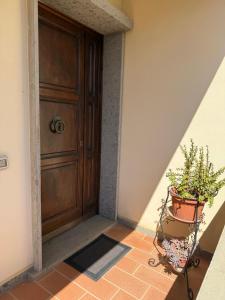 a hallway with a door and a potted plant at Balo’s home in Venturina Terme +41 photos