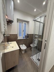 a bathroom with a toilet and a sink and a shower at Chiara 2 in Cairo Montenotte