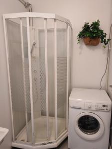 a washing machine and a washer in a room at Huone 2-4 henkilölle Inkoossa in Inkoo