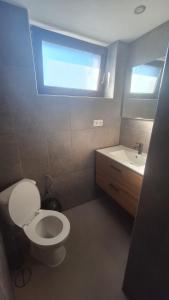 a bathroom with a white toilet and a sink at Residence La Fafa in Charleroi