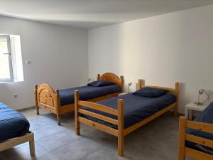 a room with three beds in a room at Chardonnay in Boyeux-Saint-Jérôme