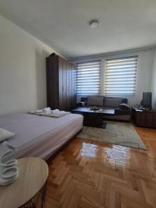 a living room with a bed and a couch at Apartment Milos in Plužine
