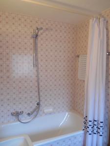 a bathroom with a shower and a tub at Schmidhauser Hof in Unterwössen +15 photos