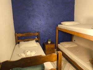 a room with two bunk beds and a blue wall at Hotel Villa Real in Diamantina