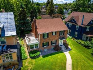 an aerial view of a house with a roof at Como Classic in Saint Paul