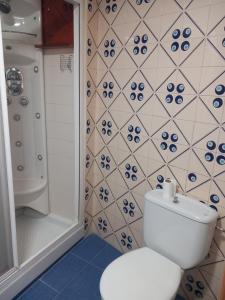 a bathroom with a toilet and a shower at Habitaciones turísticas copitos in Gandía
