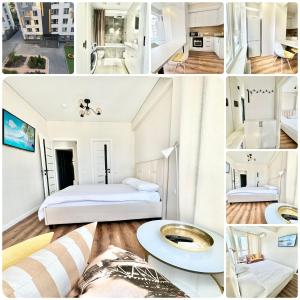 a collage of photos of a hotel room at Airport Stop & Go in Chişinău