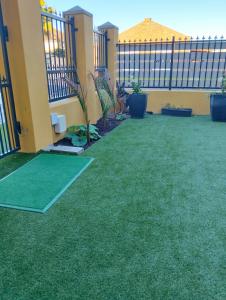a yard with green grass and a fence at Camdale Guesthouse in Cape Town