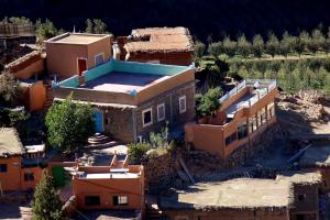 an aerial view of a house in a desert at Chez youba in Azilal