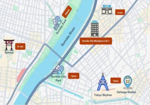 a map of a city with different attractions at Sumida Ward - Hotel - Vacation STAY 00237v in Tokyo