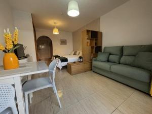 a living room with a couch and a bedroom at Apartamento ELIDE in Costa Del Silencio