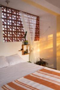 a bedroom with a bed and a window at Oceanfront, AC and Parking, La Punta in Paso Hondo