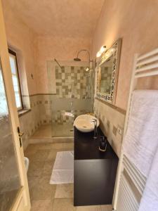 ein Badezimmer mit Waschbecken und Dusche in der Unterkunft Il Giarolo in Cameriano + 38 Fotos