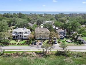 an aerial view of a large house with a road at Sunset Peak - 1928 Ocean Road in Saint Simons Island