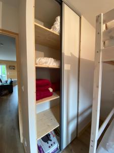 a walk in closet with a glass door at Les Estives R-2G in Le Lioran +32 photos