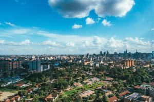 an aerial view of a city with buildings at Work Friendly Studio near Nairobi CBD and Westlands in Nairobi