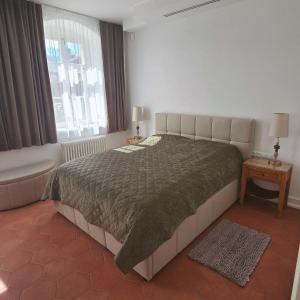 a bedroom with a large bed and a window at RZĄDCÓWKA Rogi in Lubniewice