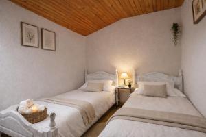 two beds sitting next to each other in a bedroom at Casa Rural La Carrozal Senda del Oso in Orelleiru +29 photos